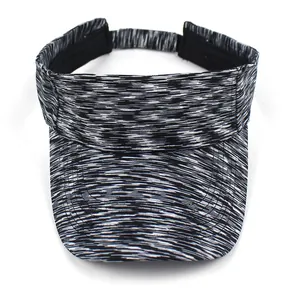 Black and white patterned open top sun visor hat with elastic strap for outdoor sports