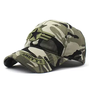 US Army Embroidered Baseball Cap Cotton Camouflage Star Patch Dad Hat Adjustable Military Sun Hat For Men Women Outdoor