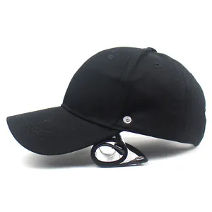 Adjustable black cotton baseball cap with silver metal studs and protective design
