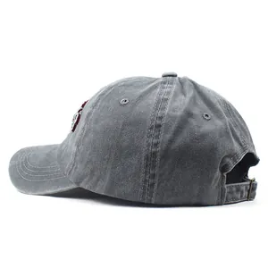 Vintage dark gray washed cotton baseball cap with Cyprus embroidery and adjustable strap