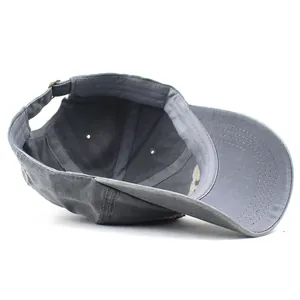 Classic washed charcoal cotton baseball cap with adjustable metal buckle for outdoor