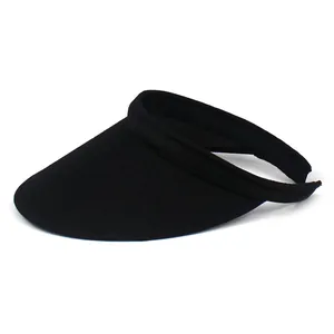 Damen Sonnenvisier in Schwarz, minimalistisch gestrickt mit gebogener Krempe für draußen