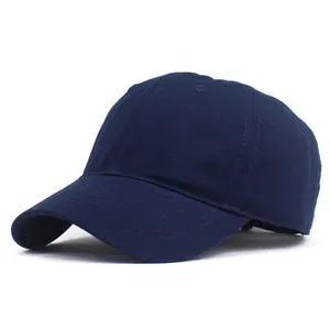 Klassische marineblaue Baumwoll-Baseballkappe mit Sechs-Panel-Struktur und gebogenem Rand