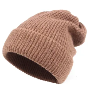 Cuffed Ribbed Knit Beanie For Men Women Winter Warm Solid Color Vertical Striped Soft Woolen Adjustable Skull Cap Hat