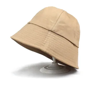 Unisex Casual Pure Cotton Solid Color Bucket Hat Sun Protection Outdoor Foldable Fisherman Hat For Men Women Travel Beach