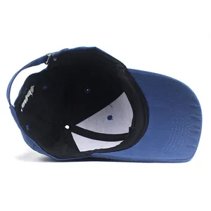 Casquette de baseball en coton bleu marine avec boucle en métal et doublure renforcée
