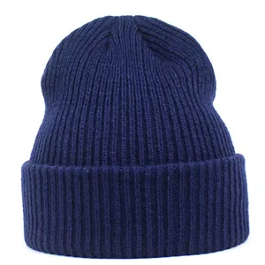 Unisex Women Men Acrylic Knitted Beanie Hat Ribbed Cuffed Winter Warm Solid Color Cold Hat For Outdoor Daily Wear