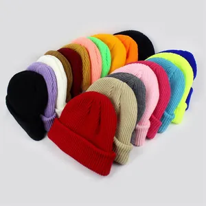 Colorful acrylic knit beanies for men and women available in a wide variety of bright colors