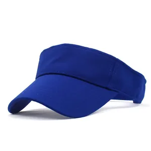 Side view of royal blue sport visor hat with reinforced brim for outdoor sun protection