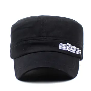 Classic black cotton sport cadet cap for men and women with white side letter printing