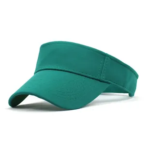 Close-up of green sun visor hat showing high-quality fabric texture and reinforced stitching