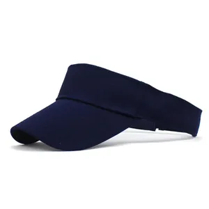 Dettaglio della visiera parasole blu navy con cinturino regolabile e trama in tela