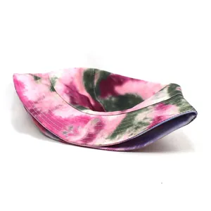 Colorful tie-dye reversible bucket hat for women with sun protection and stitching