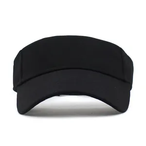 Unisex black breathable sun visor hat with extended brim for outdoor sports protection