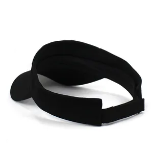 Unisex black sun visor hat with breathable fabric and adjustable strap for outdoor sports