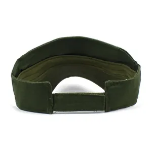 Visiera parasole verde militare vista posteriore con cinturino regolabile in cotone
