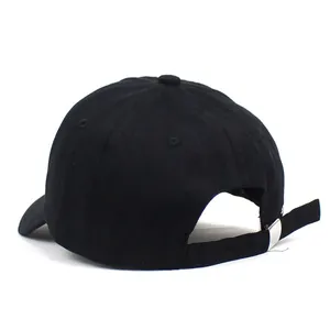 Classic black cotton baseball cap with adjustable metal buckle for outdoor sun protection