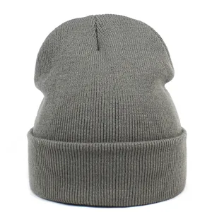 Classic Acrylic Ribbed Knit Beanie Hat For Men Women Solid Color Cuffed Design Winter Warm Skull Cap Casual Streetwear Accessory