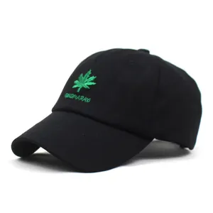 Casquette de baseball noire en coton avec broderie feuille d'érable et texte Coldparkg