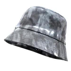 Fashion Tie Dye Bucket Hat Women Foldable Summer Sun Hat Wide Brim Cotton Blend Outdoor Beach Holiday Fisherman Cap
