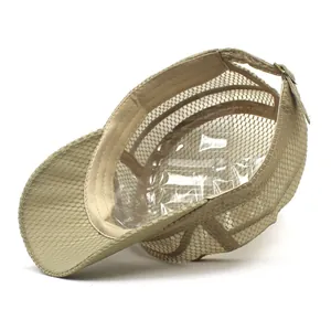 Breathable khaki mesh military cap for men with sun protection and flat top design