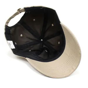 Casquette de baseball kaki en coton avec boucle en bronze réglable et œillets d'aération