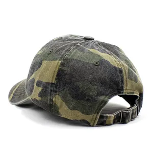 Men's cotton camouflage baseball cap with jungle print and adjustable metal buckle