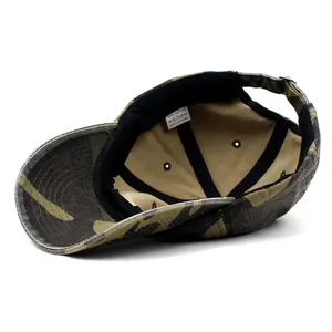 Unisex 100% cotton camouflage baseball cap with curved brim and adjustable strap