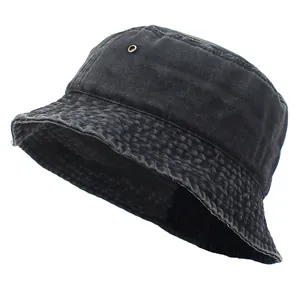 Washed Cotton Bucket Hat Unisex Foldable Summer Sun Protection Travel Outdoor Casual Vintage Fisherman Hat