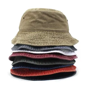 Multi-color cotton bucket hats stacked set with breathable metal eyelets for sun protection