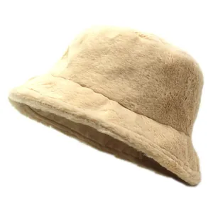 Chapeau de Pêcheur en Fausse Fourrure pour Femme Automne Hiver Chaud Coupe-vent Couleur Unie Peluche Mode Extérieur Voyage