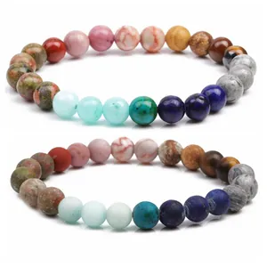 Bracciale Con Perline In Pietra Naturale Bilanciamento Dei Chakra Elastico Bohémien Yoga Gioielli Uomo Donna
