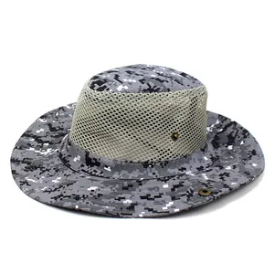 Men's digital camouflage sun hat with breathable mesh and wide brim for outdoor use