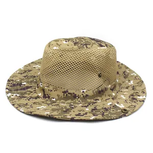 Men's digital camo sun hat with breathable mesh and wide brim for outdoor sun protection