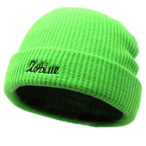 Bonnet en Tricot à Côtes en Acrylique Unisexe Chaud Hiver Avec Rebord et Broderie de Lettres pour Hommes Femmes Sports de Plein Air Décontracté