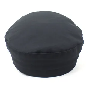 Casquette marine à toit plat noir minimaliste avec bord incurvé et coton texturé