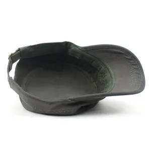 Adjustable cotton cadet army cap in olive green with metal buckle and internal sweatband