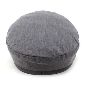 Dark grey cotton baker boy hat with twill texture and minimalist vintage flat top design