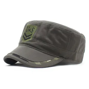 Casquette militaire ajustable en coton vert olive avec visière à motif camouflage