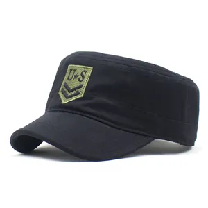 Casquette Cadet à Sommet Plat Réglable Hommes Femmes Coton Militaire Brodé Protection Solaire Extérieur Army Patrol Baseball Cap