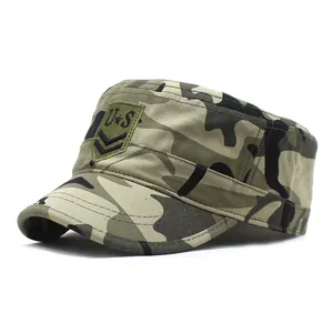 Casquette militaire ajustable en coton avec motif camouflage et broderie US