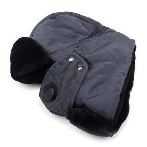 Winter thermal trapper hat with ear flaps, faux fur lining, and a built-in breathing valve