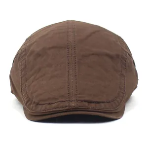 Béret classique en coton marron pour homme avec visière courbée réglable style vintage