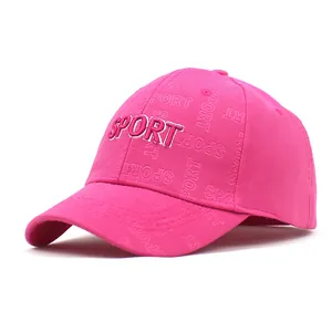 Rosa Sport-Baseballkappe mit 3D-Sport-Stickerei und strukturierten Buchstabenmustern