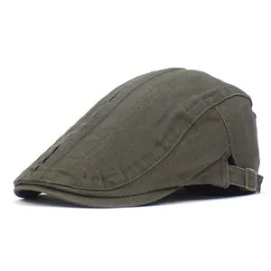 Coppola Vintage In Cotone Per Uomo Regolabile Newsboy Hat Tinta Unita Retrò Casual All Aperto Protezione Solare Berretto Golf