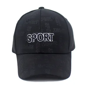 Schwarze Sport-Baseballkappe mit weißem Stick-Logo und strukturierter Prägung für Damen