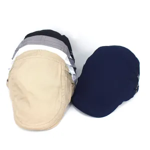 Collection of breathable cotton beret hats in five colors with adjustable side buckles