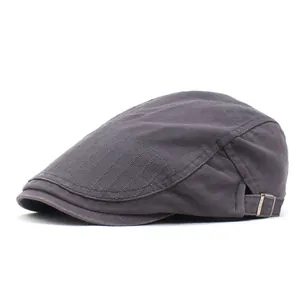 Classic dark grey cotton ivy cap with adjustable metal buckle and vintage stitching