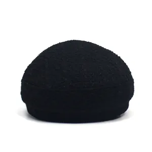 Elegant black tweed navy hat for women featuring a textured weave and classic flat top style