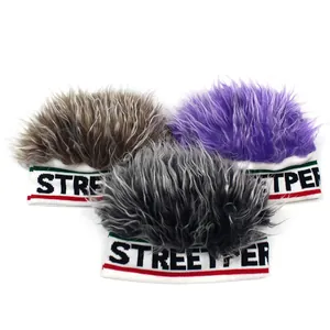 Funny hip hop beanie with synthetic wig hair and street letters in three colors